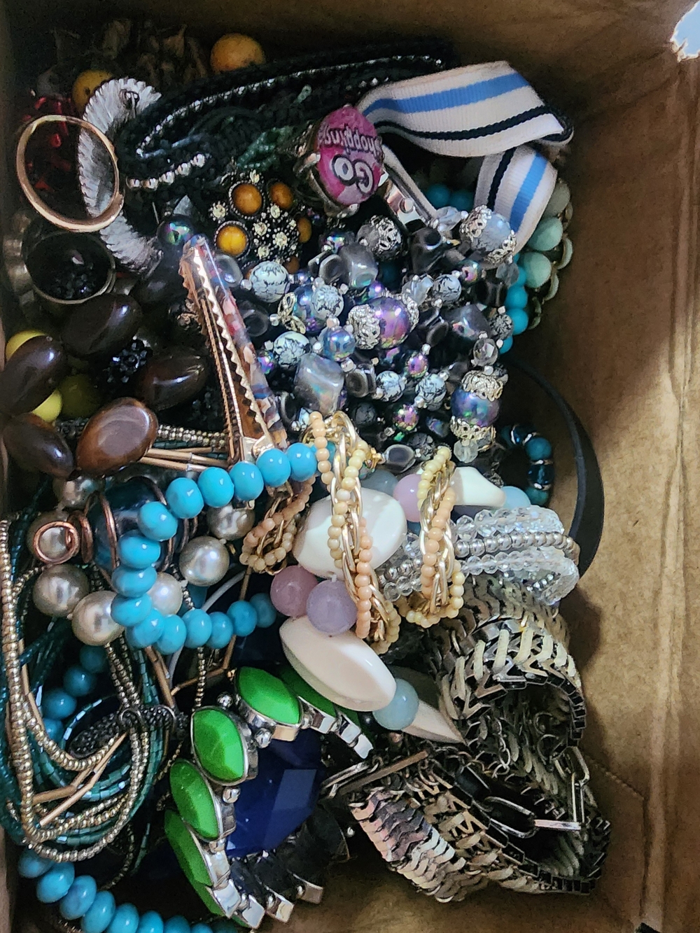 Mystery Jewelry Jar 4lb Turquoise Beaded & Silver Accent Women's Bracelet Set